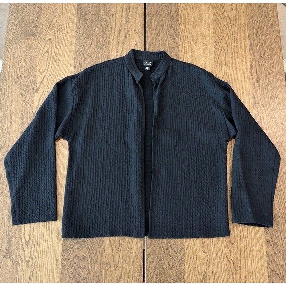 Eileen Fisher Wool Blend Open Front Cardigan Women’s Sz S Black Mandarin Collar - Picture 1 of 9